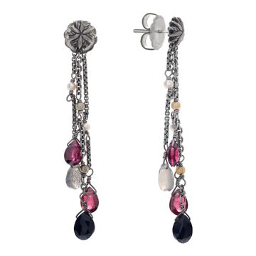 David Yurman tassel earrings in sterling silver with semi-precious stones