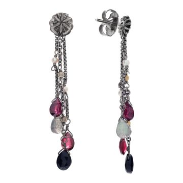David Yurman tassel earrings in sterling silver with semi-precious stones
