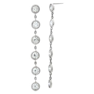 Diamond drop earrings with approximately 5 carats total weight in round diamonds