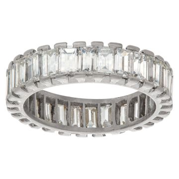 Diamond eternity band in platinum with approx 3.00 cts emerald cut diamonds