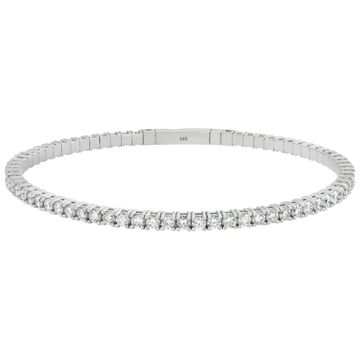 Diamond flexible bangle 3.28 carats in 14k white gold