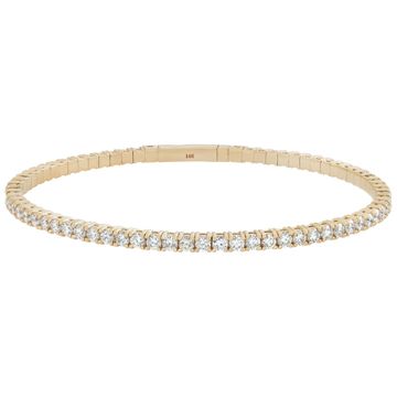 Diamond flexible bangle 3.28 carats in 14k yellow gold