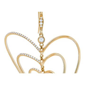 Diamond Heart Shaped Dangling Earing, Tiffany Style, in 18k yellow gold