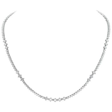 Diamond line necklace in 18k white gold with 7.6 carats in G-H Color VS Clarity diamonds