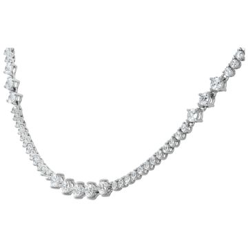 Diamond line necklace in 18k white gold with 7.6 carats in G-H Color VS Clarity diamonds