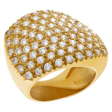 Diamond ring in 18k yellow gold with over 2.5 carats in pave diamonds