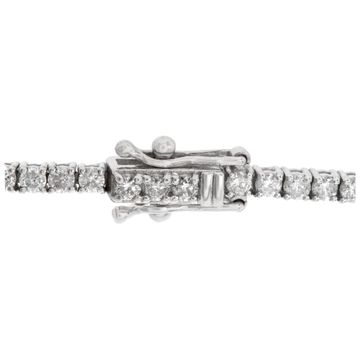Diamonds And Emerald Line Bracelet In 14k White Gold. Round Brilliant Cut Diamonds Total Approx. Weight: 2.50 Carats,