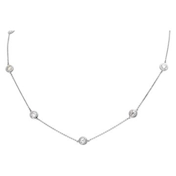 "Diamonds by the Yard" necklace with approx. 4.50 carats round brilliant cut diamonds in 14K white gold- 21 inches.