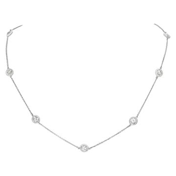 "Diamonds by the Yard" necklace with approx. 4.50 carats round brilliant cut diamonds in 14K white gold- 21 inches.