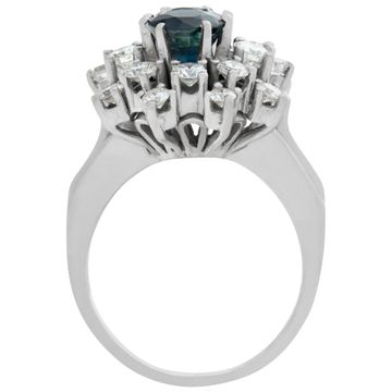 Double star ring with 2 sapphires in 14k white gold approximately 1.7 carats