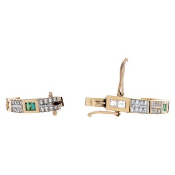 Emerald and diamonds bracelet in 14k yellow gold