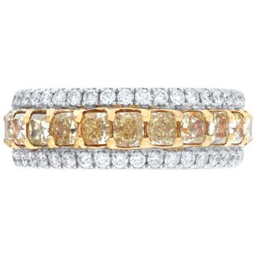 Fancy Yellow Diamond eternity band in 18k white gold