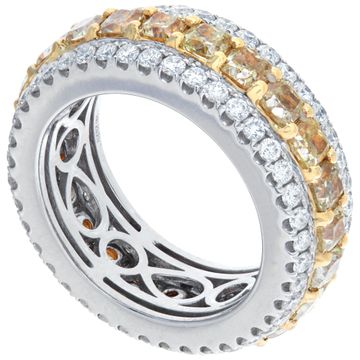 Fancy Yellow Diamond eternity band in 18k white gold