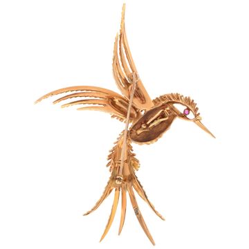 Flying Humming bird pendant/pin/brooch in 18k