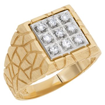 Gents diamond ring set in 14k yellow gold. 0.50 carats in diamonds. Size 10