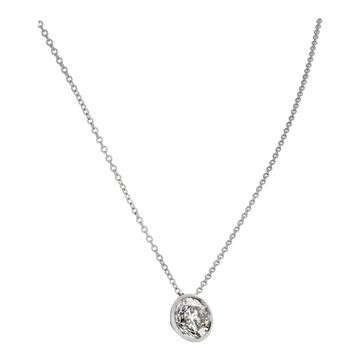 GIA certified 1.02 carat (J color, VS2 clarity) bezel set diamond pendant necklace in 18k white gold