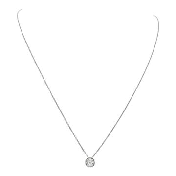 GIA certified 1.02 carat (J color, VS2 clarity) bezel set diamond pendant necklace in 18k white gold