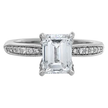 GIA certified emerald cut diamond 2.00 carat (H color, SI2 clarity) set in Vera Wang setting