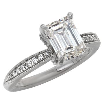 GIA certified emerald cut diamond 2.00 carat (H color, SI2 clarity) set in Vera Wang setting