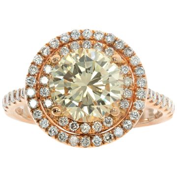GIA certified Fancy Yellow Diamond ring 18k yellow gold 2.01 carats center diamond