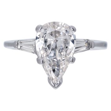GIA Certified pear shaped diamond ring with 2.08 carat diamond (I color, VS2 clarity). in platinum setting