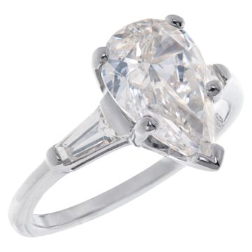 GIA Certified pear shaped diamond ring with 2.08 carat diamond (I color, VS2 clarity). in platinum setting