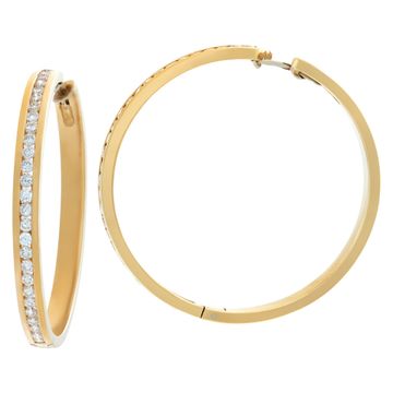 Hoops & Diamondsearrings Set In 18ky Yellow Gold.