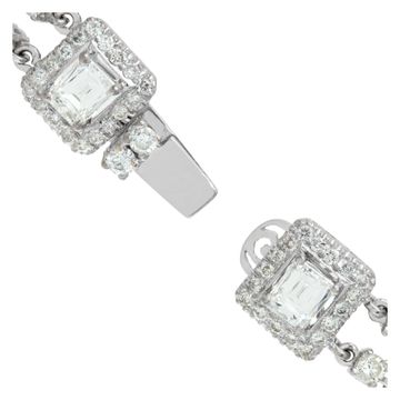 Illusion baguette and round brilliant cut diamond (approx. 7.49 carat) line bracelet in 18k white gold