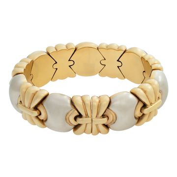 Italian designer, Roberto Legnazzi green & pink cabochon tourmaline and diamonds, earrings, necklace, bracelet set, in 18k yellow gold and white gold