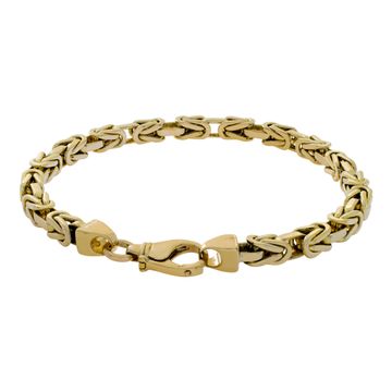 Italian made, solid Bizantine link gold bracelet in 14k yellow gold- 9.25 inces long.