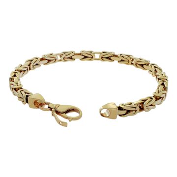 Italian made, solid Bizantine link gold bracelet in 14k yellow gold- 9.25 inces long.