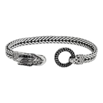 John Hardy Naga Station bracelet in sterling silver w/ black sapphires