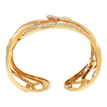 Light yellow diamond and yellow gold cuff bangle