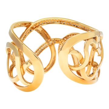 Light yellow diamond and yellow gold cuff bangle