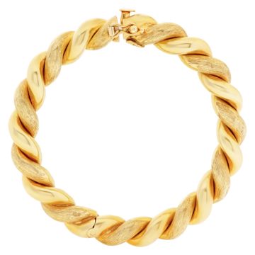 Maccaroni bangle in 18k with satin and high polish finish