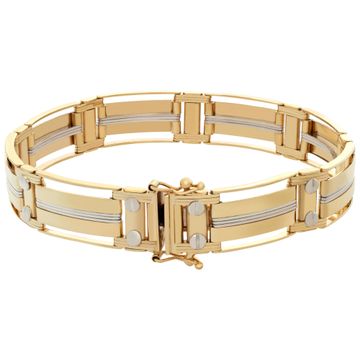 Mens 18k gold bracelet with unique design and screws