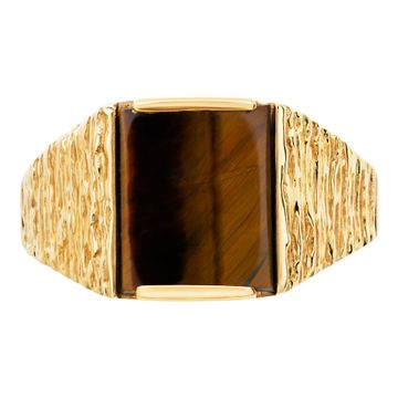Mens Tiger eye 14k yellow gold ring