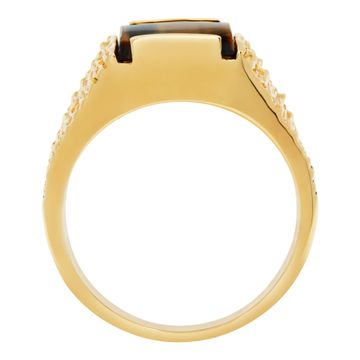 Mens Tiger eye 14k yellow gold ring