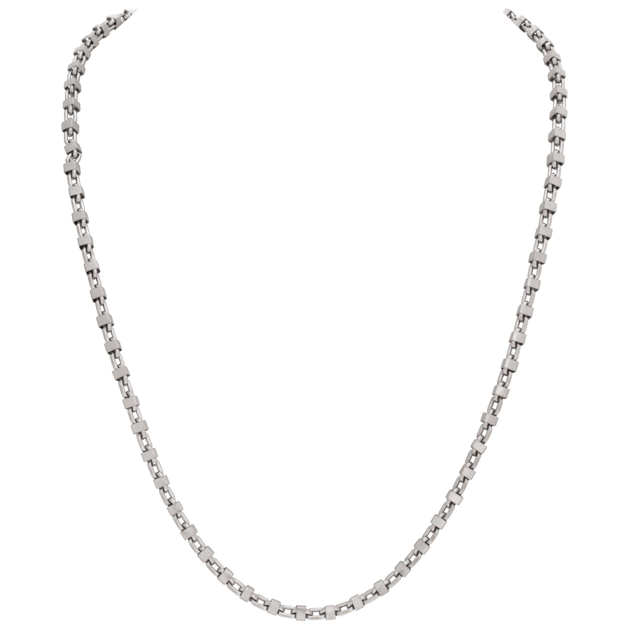 Cube link 18k white gold chain necklace