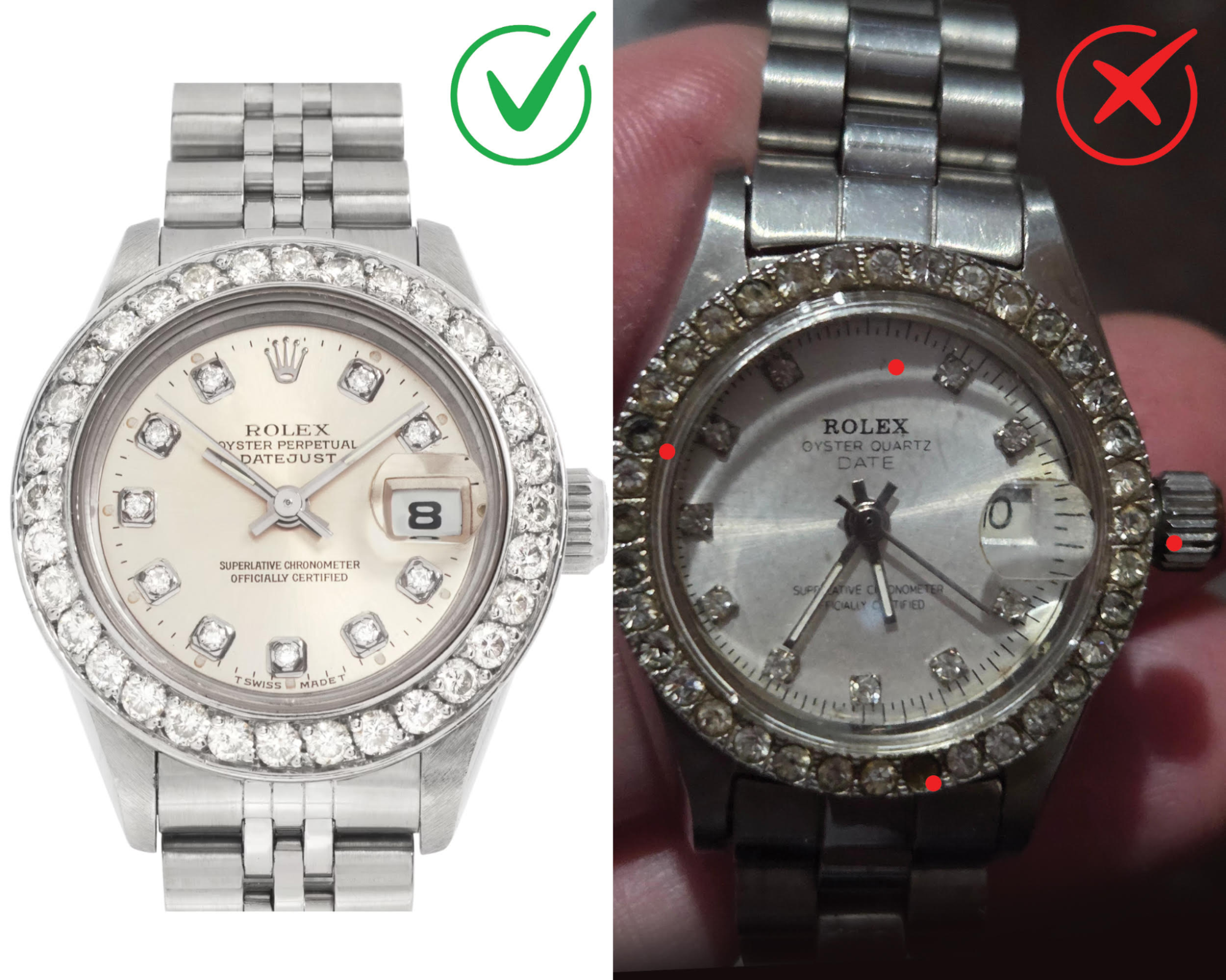 Rolex Datejust reference vs diamond bezel example