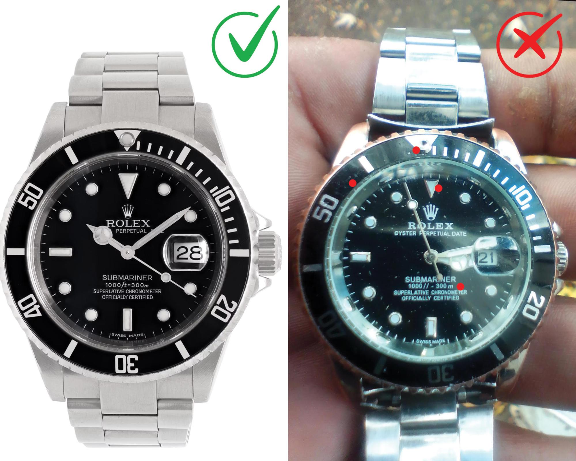 Rolex Submariner reference vs worn example