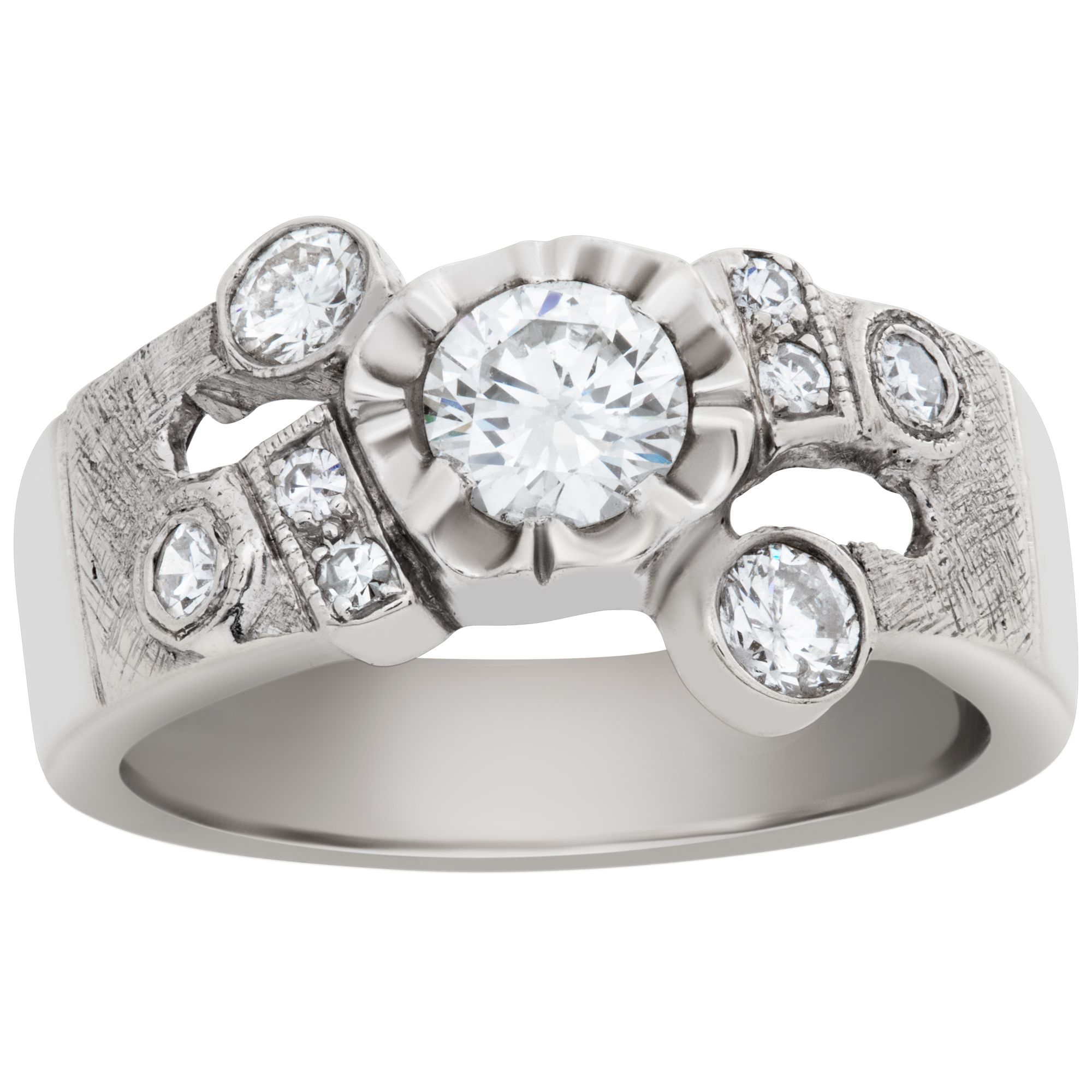 Diamond ring in 14k white gold. 0.80 carats in diamonds. Size 6.25