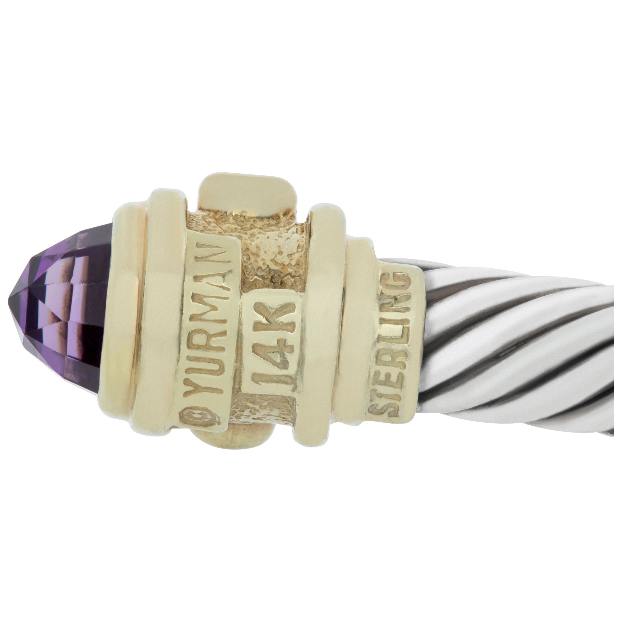 David Yurman Renaissance Cable cuff bangle in 14k & stering silver with amethyst