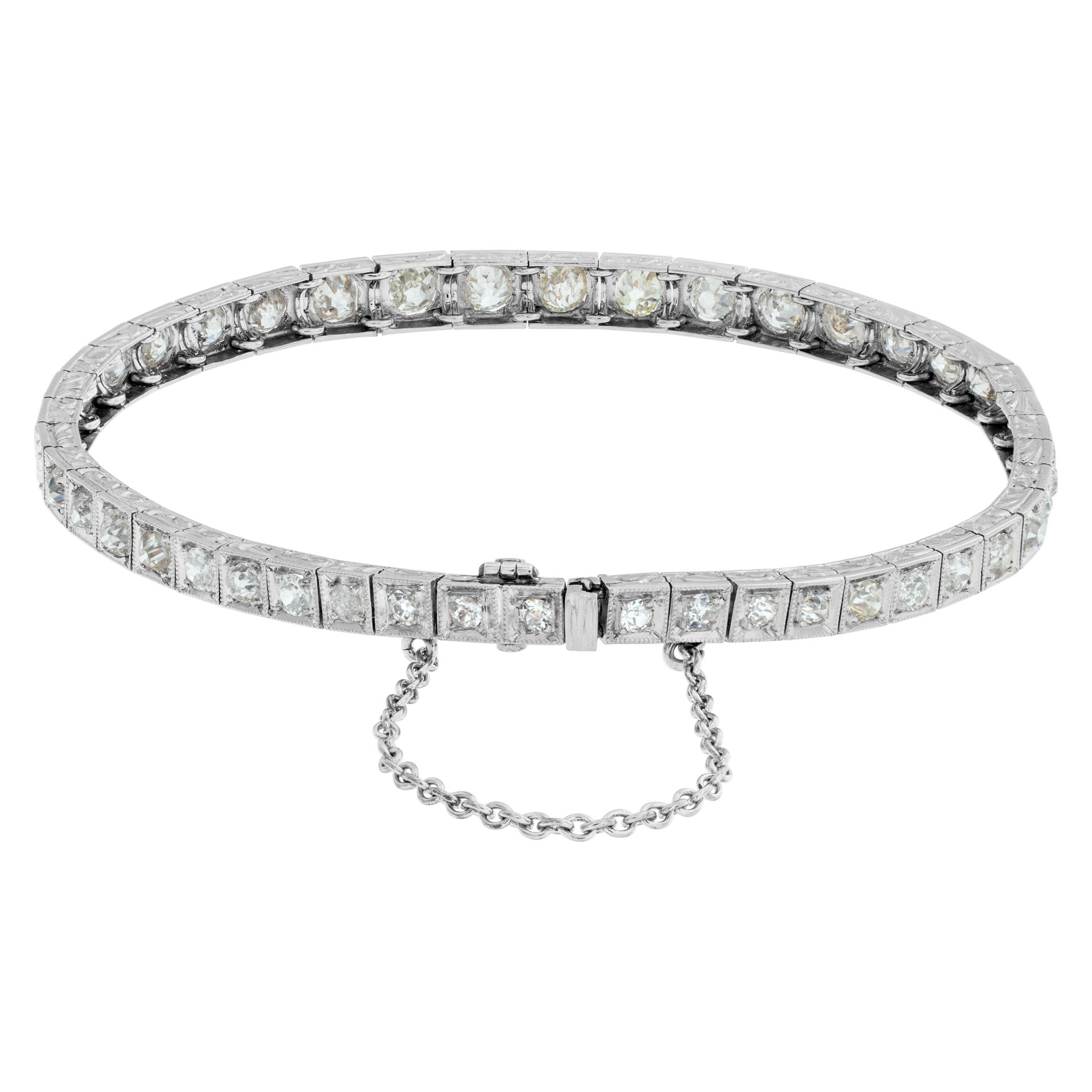 Vintage style platinum diamond line bracelet with almost 4 carats in rose cut diamonds