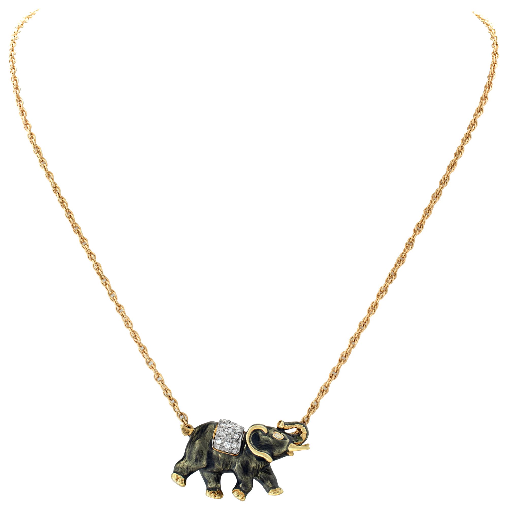 An Elephant necklace in 14k