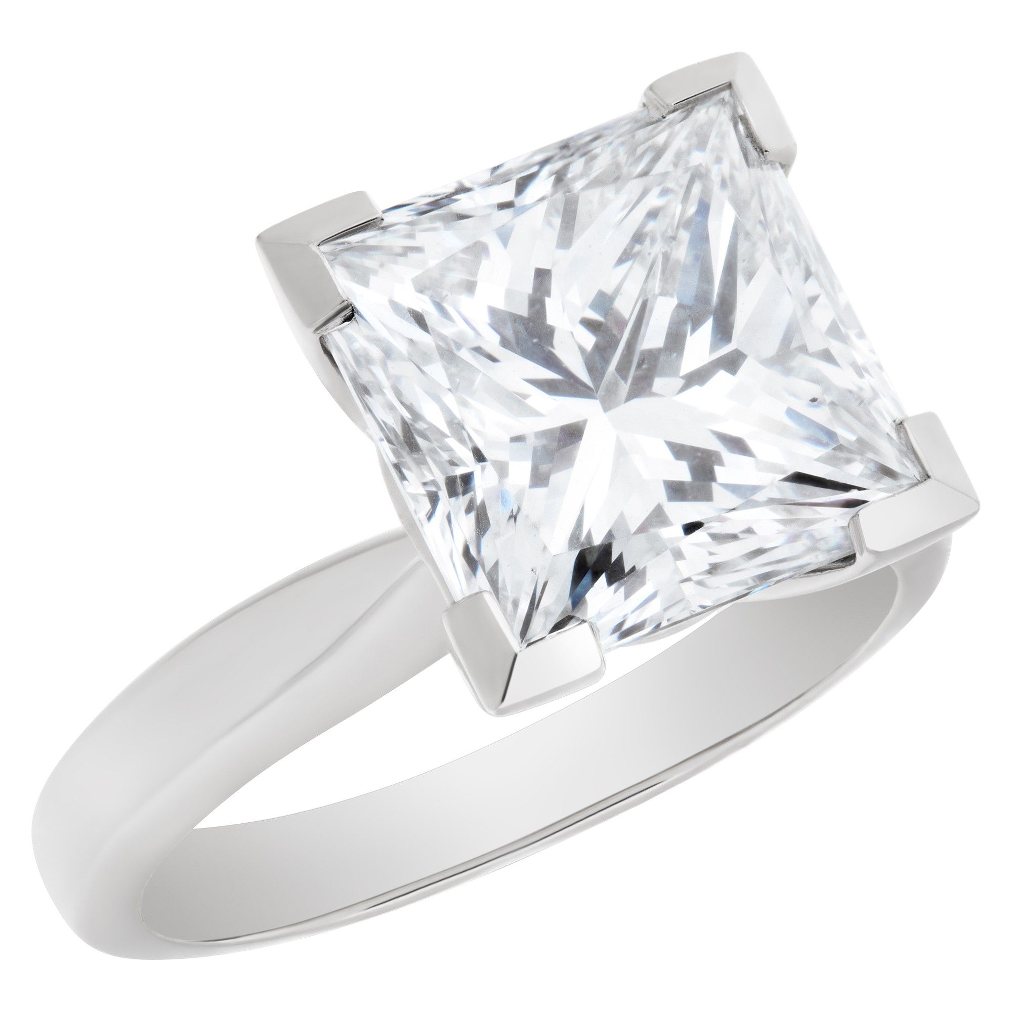 GIA certified square modified brilliant cut diamond 4.67 carat ( F color, VS2 clarity) solitaire ring