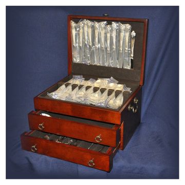 "ORCHID ELEGANCE" Sterling Silver Flatware set, patented in 1956 by Wallace- 5 Place setting for 11 + 8 serving pieces