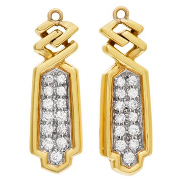 Pair of diamond earrings extension in 18k yellow gold