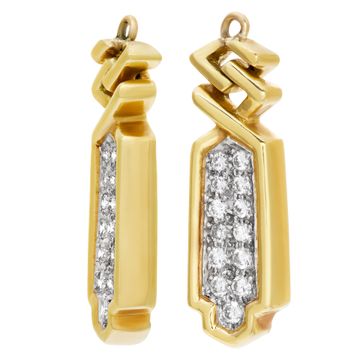 Pair of diamond earrings extension in 18k yellow gold