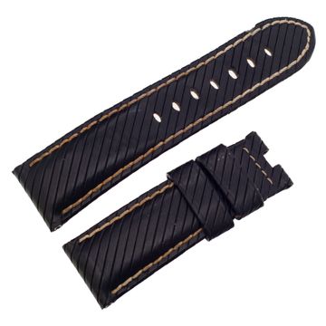 Panerai black leather strap with stitching 24mm x 21mm